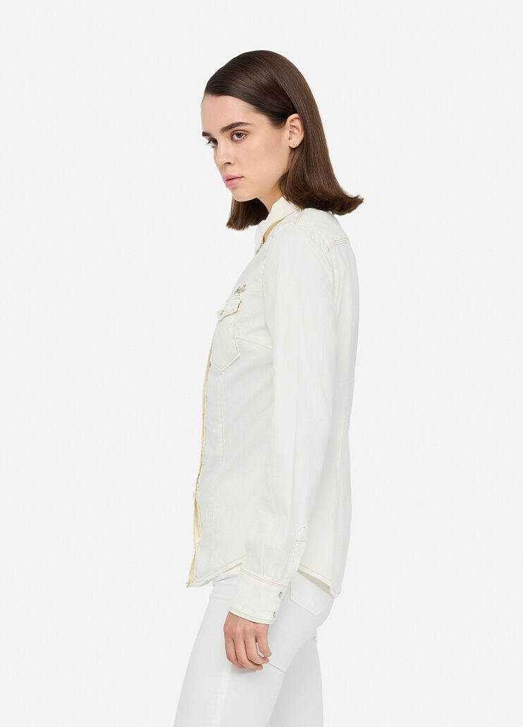 Denim shirt white wool Liu Jo - large image number 3 Denim shirt white wool Liu Jo - large image number 3