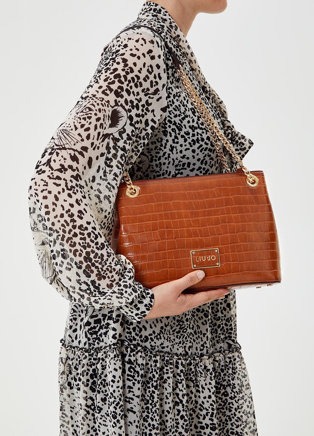 Сумка на плечо с тиснением под крокодила Выжженная земля Liu Jo - large image number 4