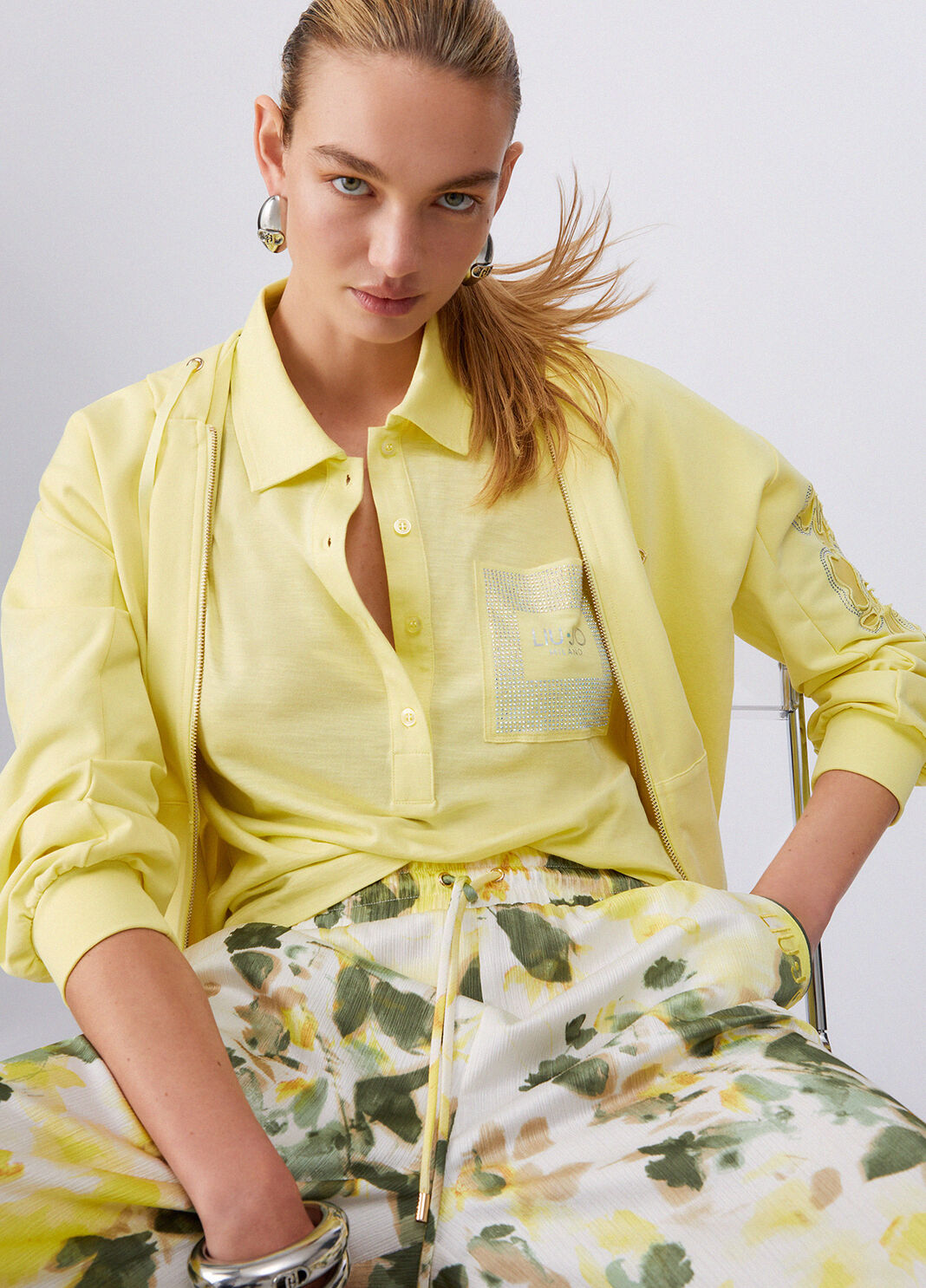 Poloshirt mit Strass Gelb Liu Jo - large image number 3