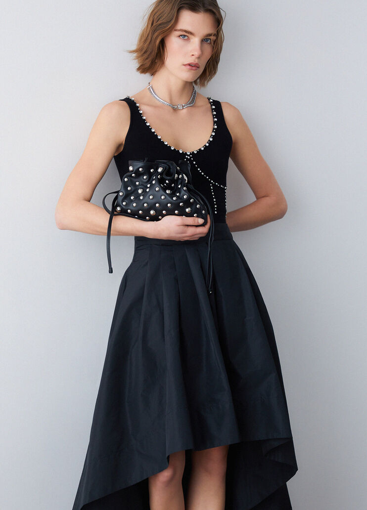 Gonna elegante in taffet&agrave; nero Liu Jo - medium