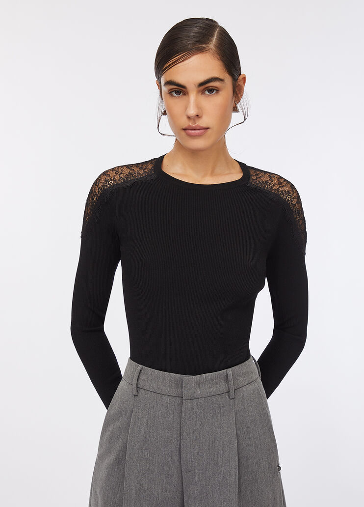 Jumper with lace black Liu Jo - large image number 0