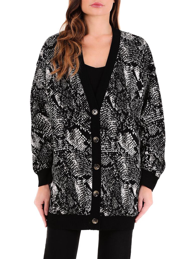 Cardigan long jacquard noir et python Liu Jo - large image number 0 Cardigan long jacquard noir et python Liu Jo - large image number 0