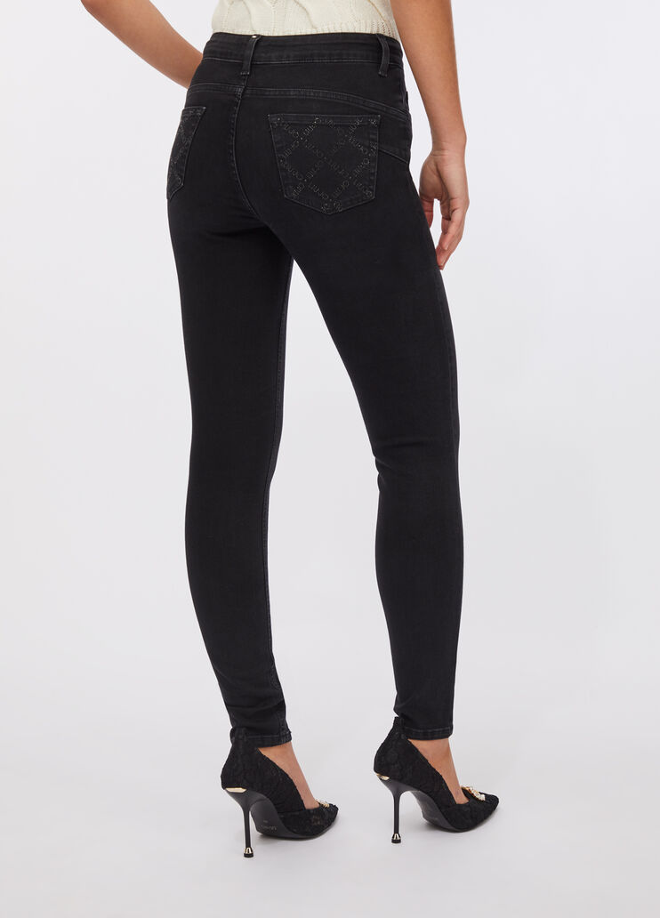 Jeans skinny a vita alta denim nero Liu Jo - large image number 1
