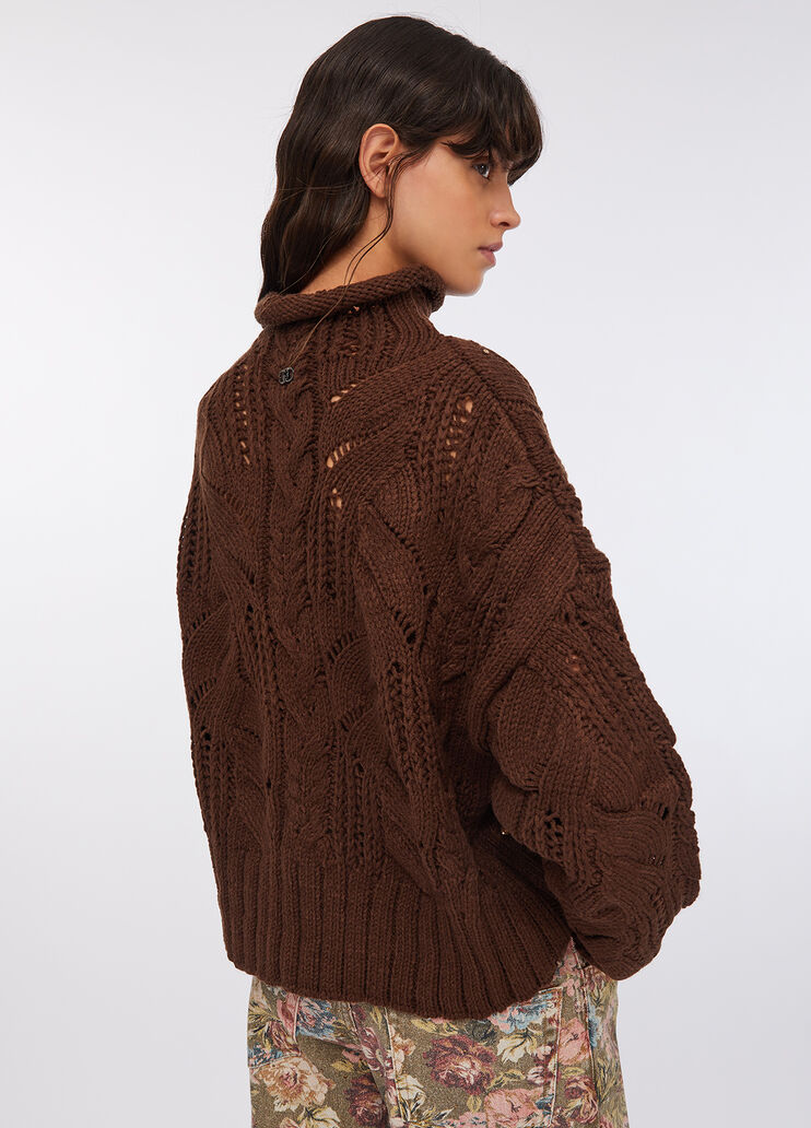 Polo-neck with gemstones chocolate Liu Jo - large image number 1