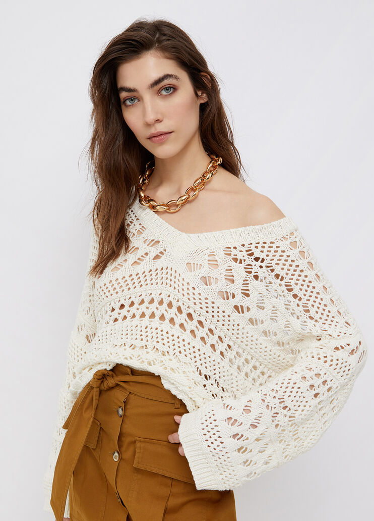 Pullover mit Schleife hinten Wollweiß Liu Jo - large image number 0 Pullover mit Schleife hinten Wollweiß Liu Jo - large image number 0