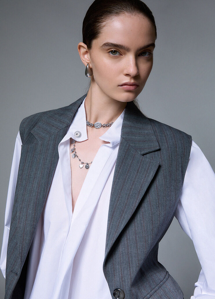 Gilet con pliss&eacute; grigio scuro Liu Jo - medium