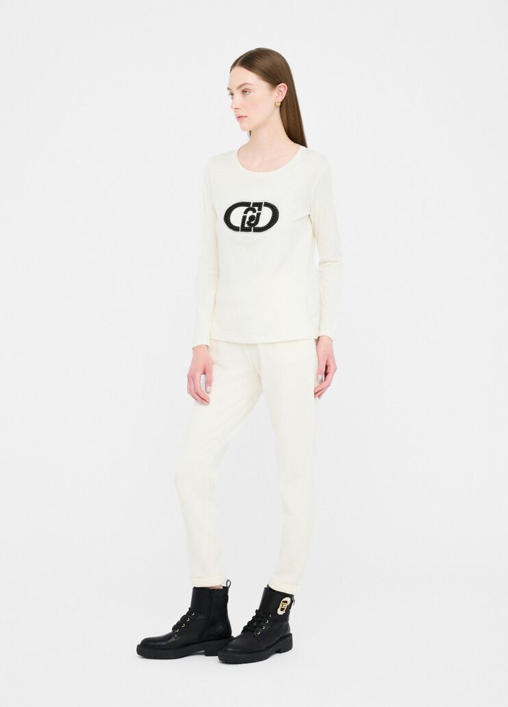 Cotton T-shirt with logo white Liu Jo - large image number 3 Cotton T-shirt with logo white Liu Jo - large image number 3
