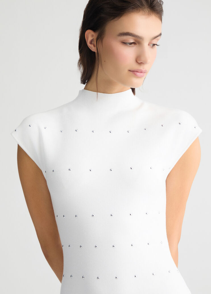 Knit dress with studs white wool Liu Jo - large image number 2 Knit dress with studs white wool Liu Jo - large image number 2