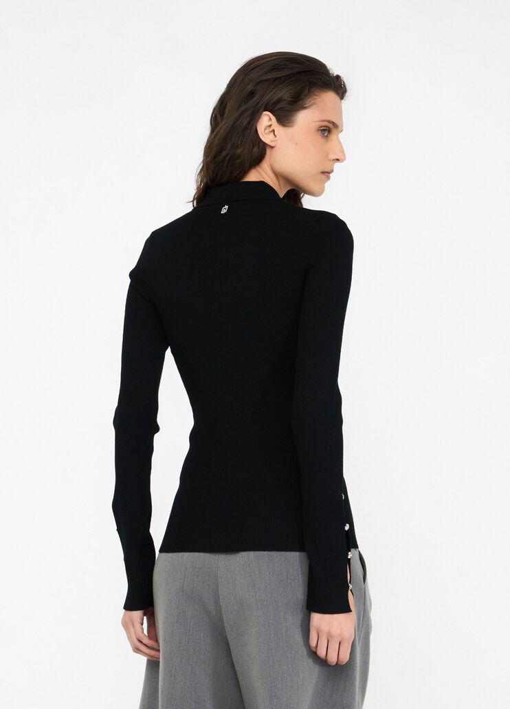 Poloshirt mit Schmucksteinbesatz Schwarz Liu Jo - large image number 1