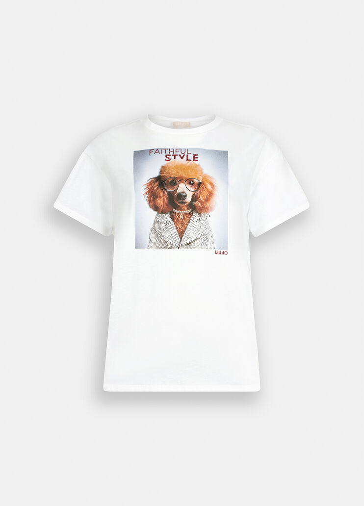 Printed T-shirt with rhinestones white Liu Jo - large image number 6 Printed T-shirt with rhinestones white Liu Jo - large image number 6