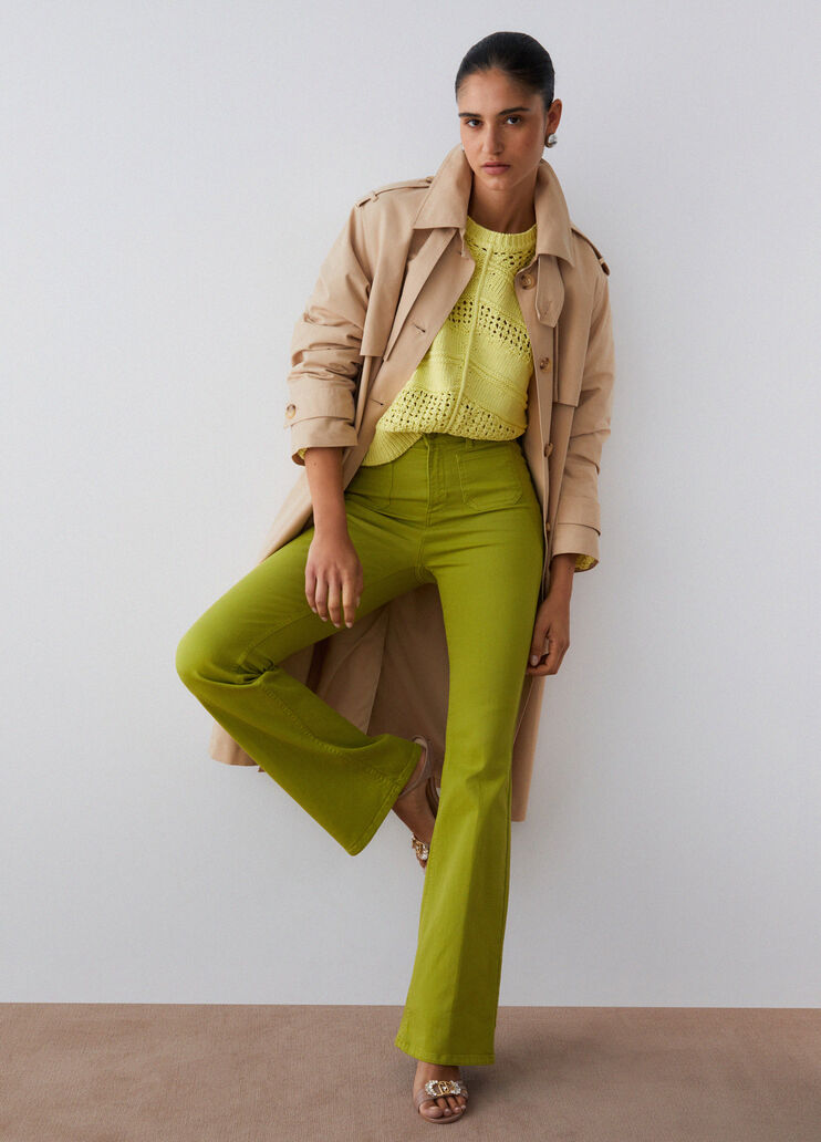 Pantaloni bootcut a vita alta verde lime Liu Jo - medium