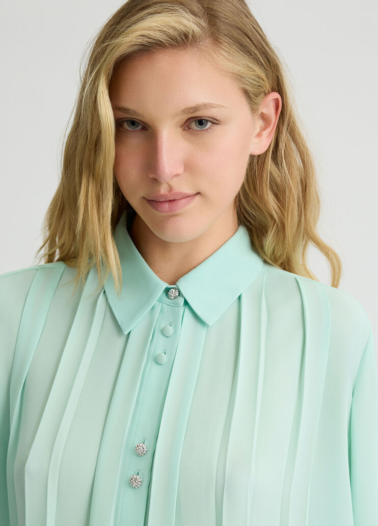 Georgette shirt with pleats mint Liu Jo - large image number 2 Georgette shirt with pleats mint Liu Jo - large image number 2