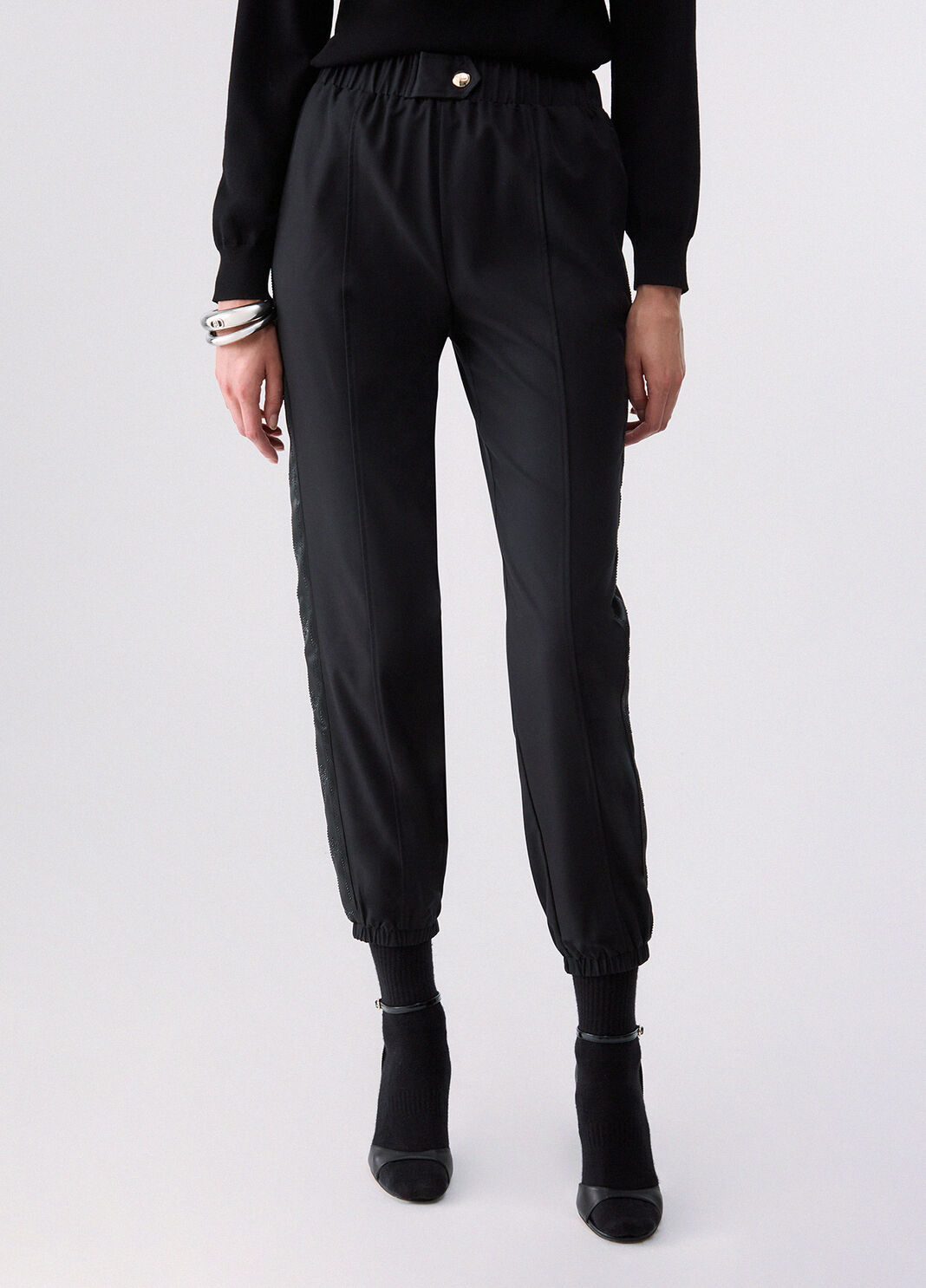 Jogging pants with logo tape black Liu Jo - large image number 0