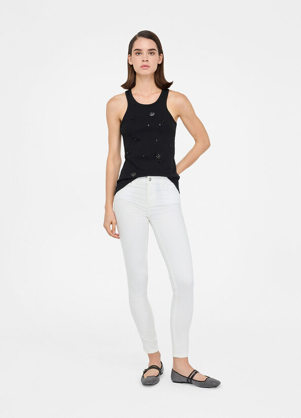 High-rise skinny trousers cream Liu Jo - medium