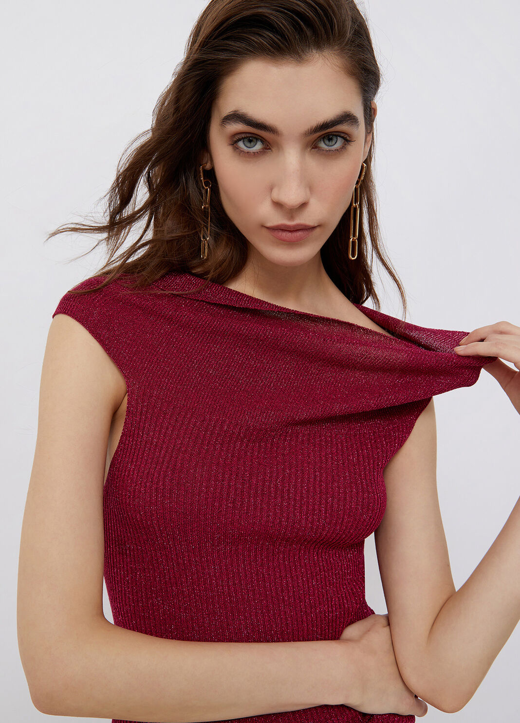 Lurex&reg; top with bardot neckline magenta Liu Jo - large image number 2