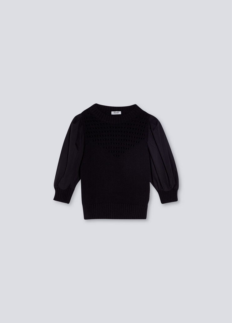 Nachhaltiger Pullover mit Ballonärmeln Schwarz Liu Jo - large image number 4