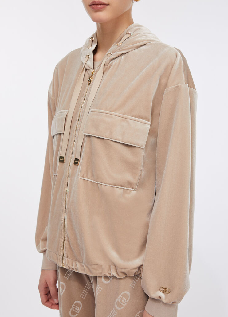 Sudadera de chenilla con capucha champán Liu Jo - large image number 3