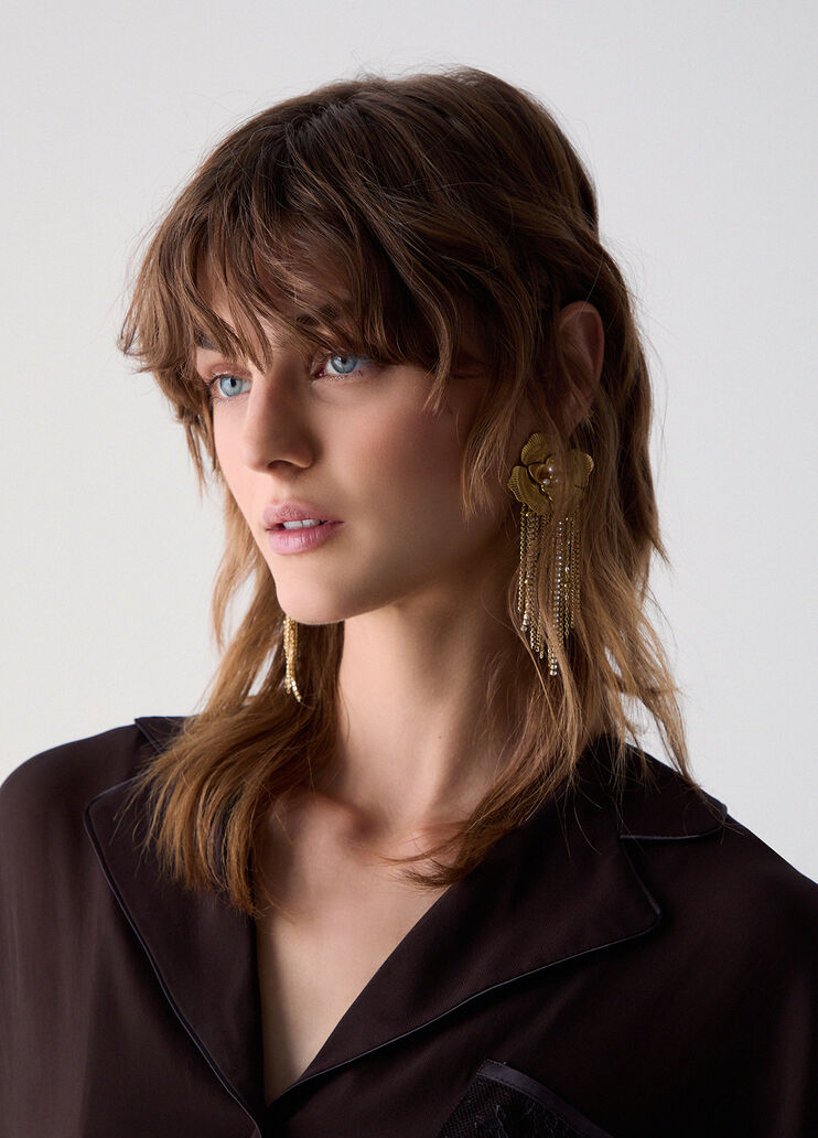Earrings with rosa and fringe gold Liu Jo - medium