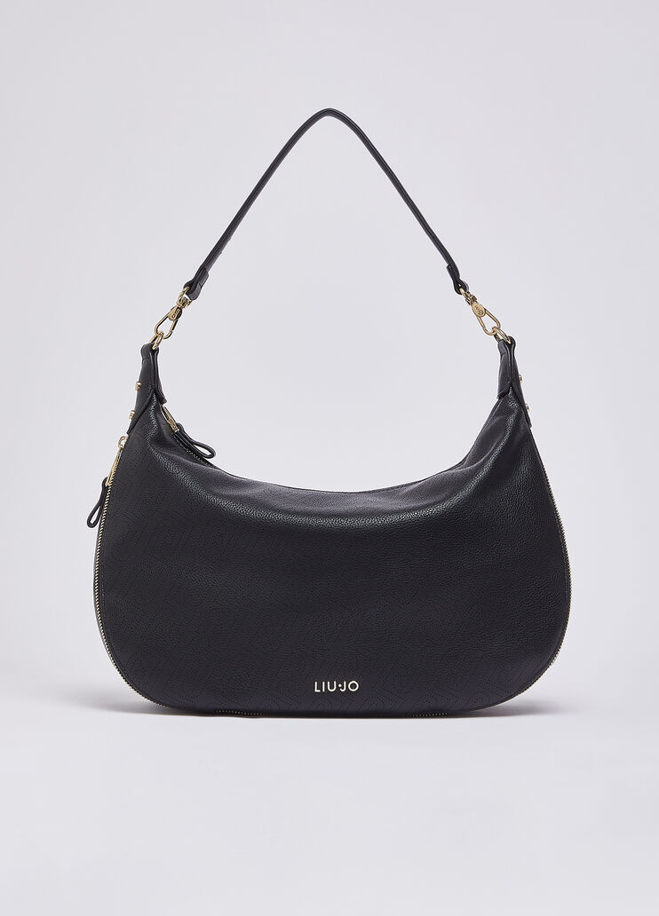 Большая сумка-хобо с лазерной гравировкой черный Liu Jo - medium