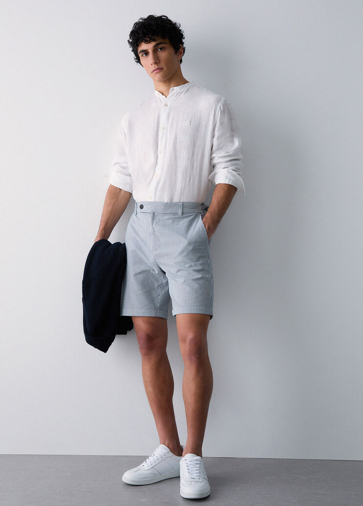 100% linen Mandarin-collar shirt white Liu Jo - medium