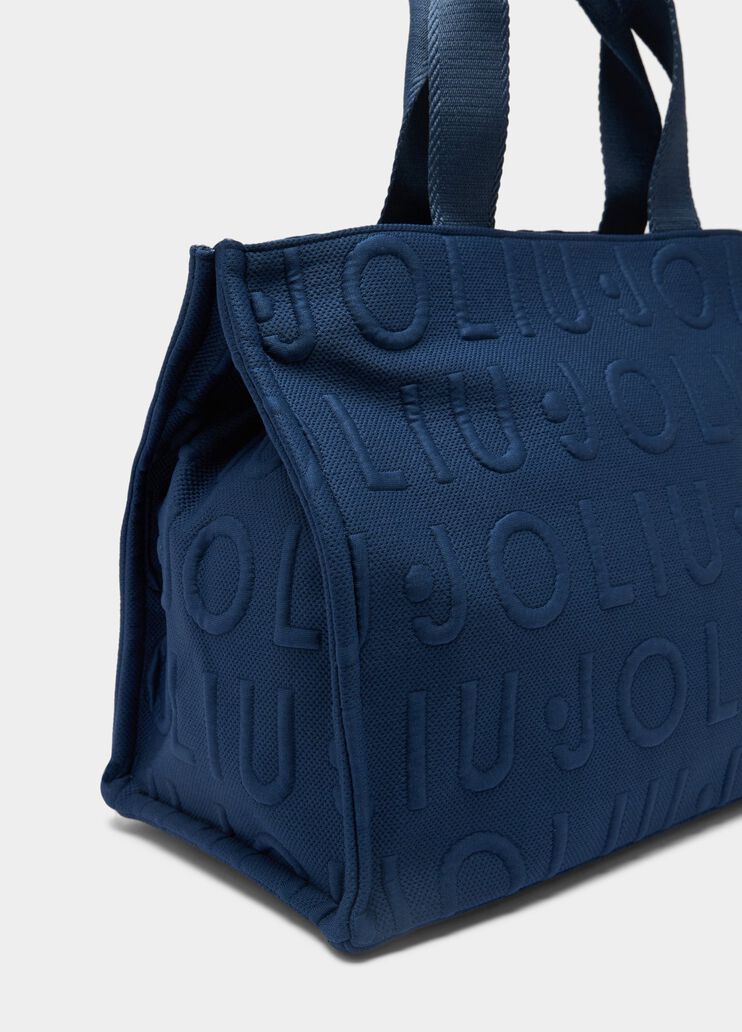 Cabas moyen modèle en maille bleu foncé Liu Jo - large image number 4