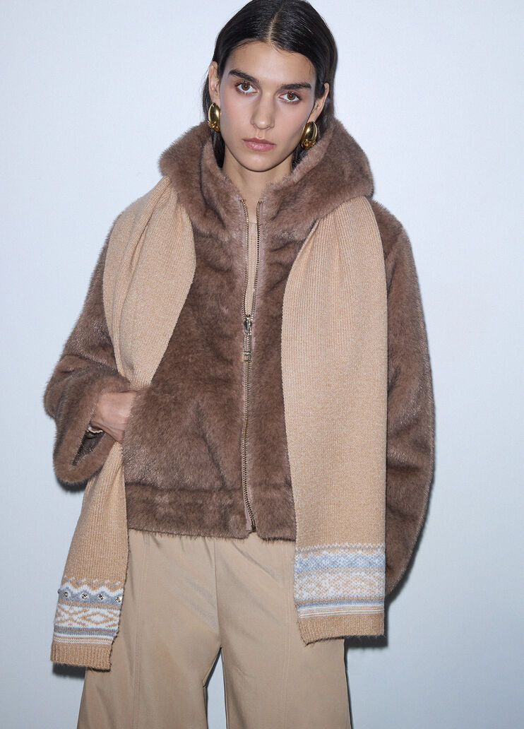 Jacquard Scarf with Jewel Embroidery camel Liu Jo - medium