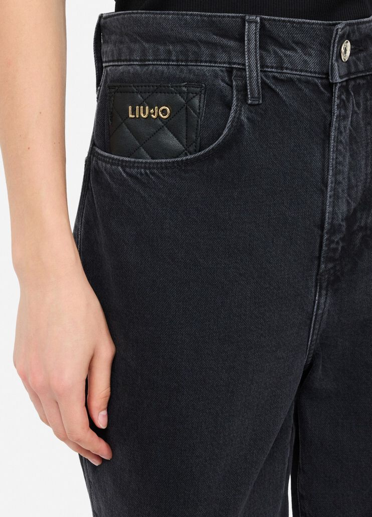 Boyfriend-Jeans mit gesteppter Tasche Denim-Schwarz Liu Jo - large image number 2 Boyfriend-Jeans mit gesteppter Tasche Denim-Schwarz Liu Jo - large image number 2