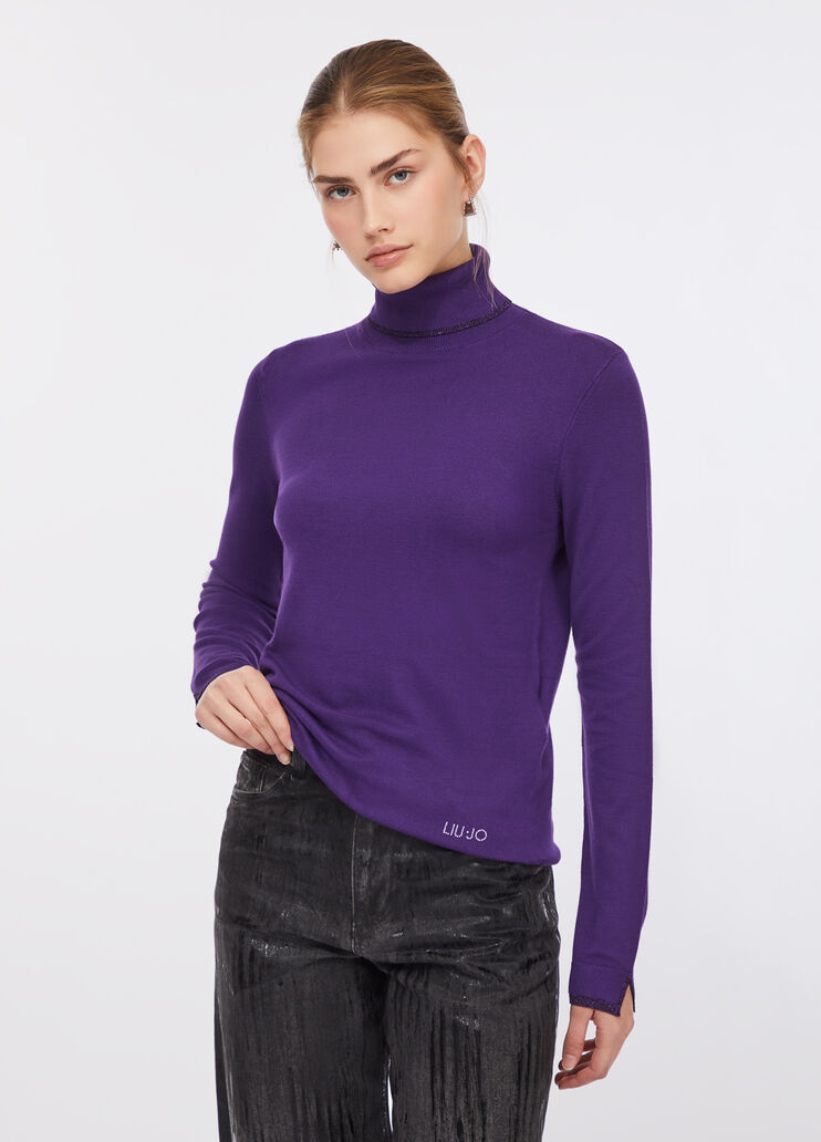 Polo-neck with lurex® details purple Liu Jo - medium