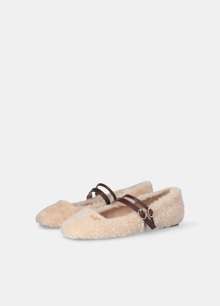 Shearling-effect ballet flats light beige Liu Jo - large image number 1 Shearling-effect ballet flats light beige Liu Jo - large image number 1