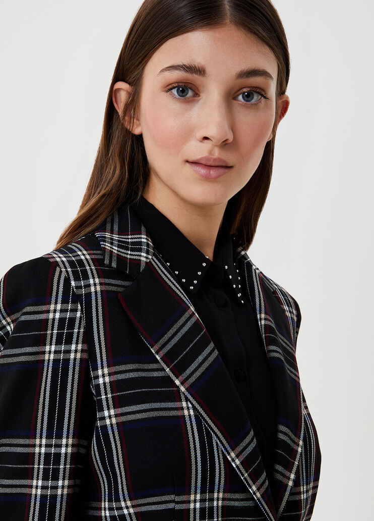 Long tartan blazer Black check Liu Jo - large image number 2 Long tartan blazer Black check Liu Jo - large image number 2