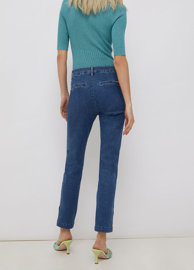 Chinos with jewel buttons blue denim Liu Jo - large image number 1 Chinos with jewel buttons blue denim Liu Jo - large image number 1