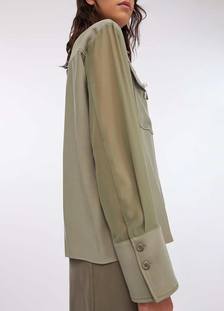 Chaqueta sobrecamisa de gabardina espárrago Liu Jo - large image number 2