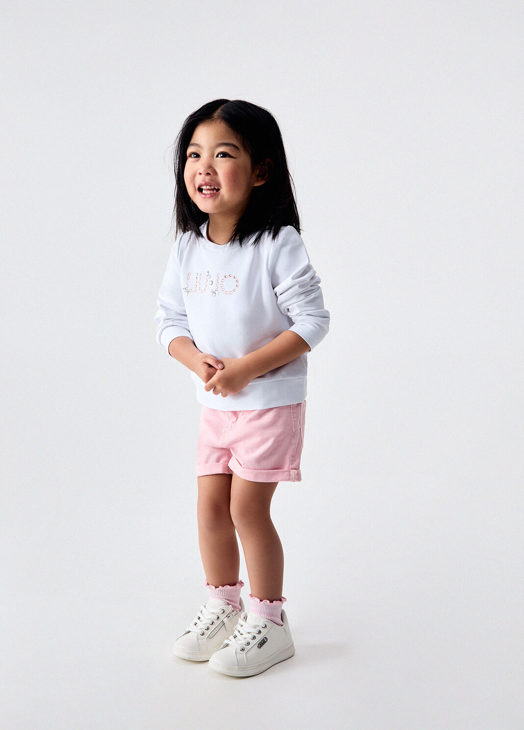Sweatshirt with bejewelled logo white Liu Jo - large image number 1
