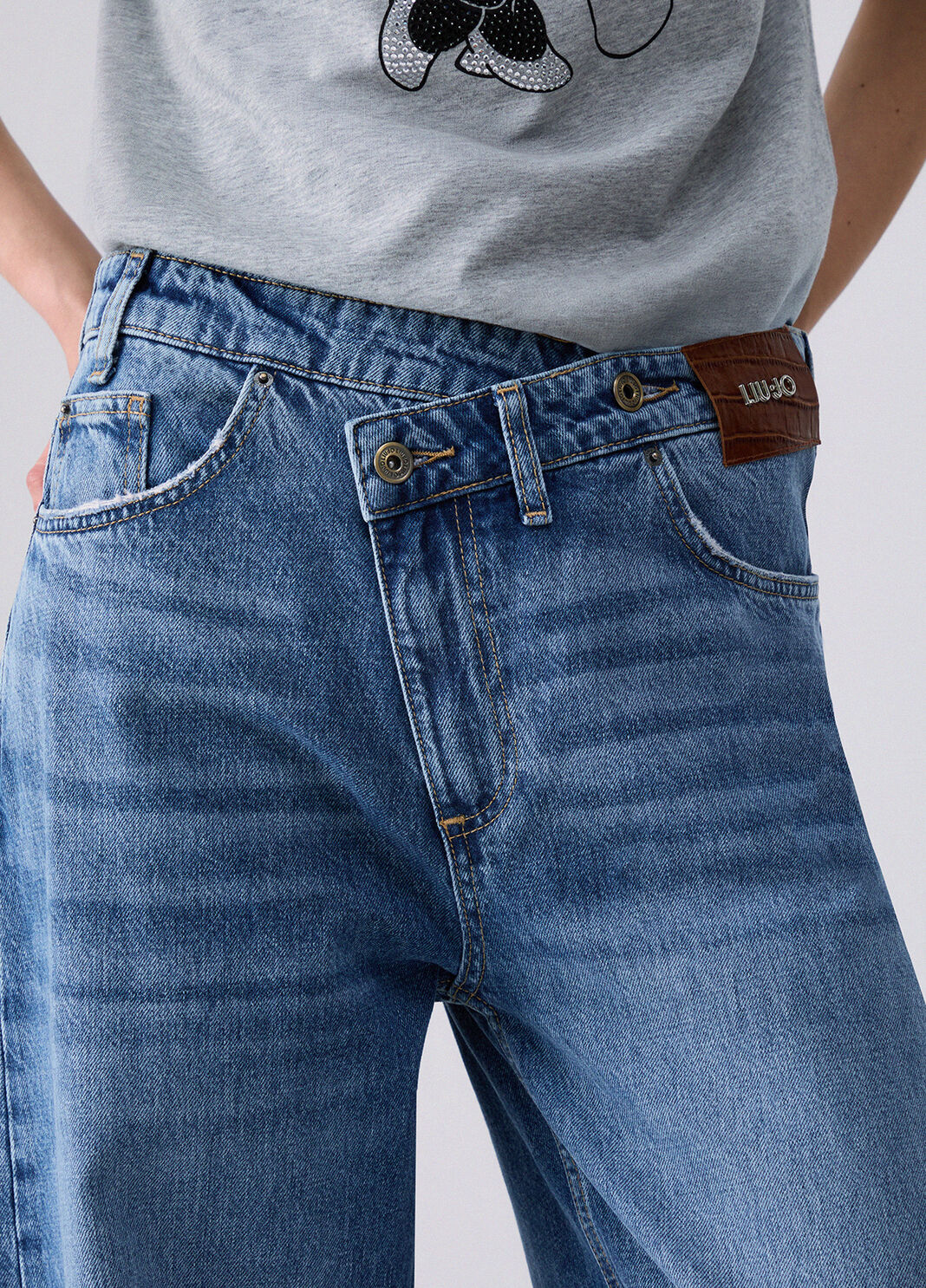 Straight jeans with asymmetric waistband blue denim Liu Jo - large image number 4