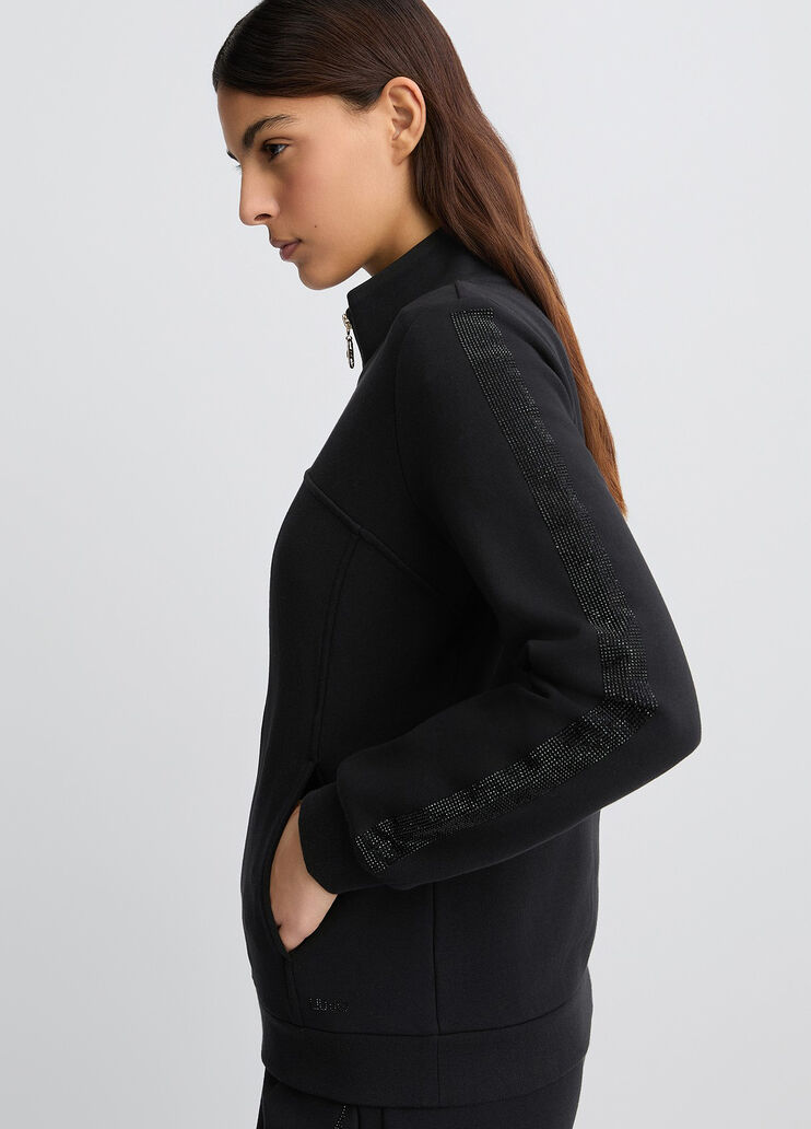 Cotton sweatshirt with rhinestones black Liu Jo - large image number 3 Cotton sweatshirt with rhinestones black Liu Jo - large image number 3
