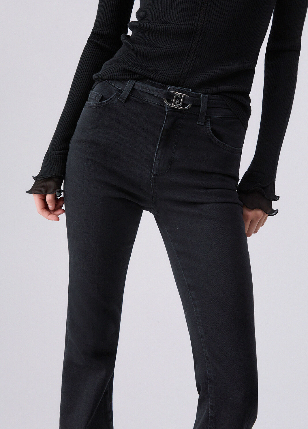 High-waisted bootcut jeans black denim Liu Jo - large image number 4