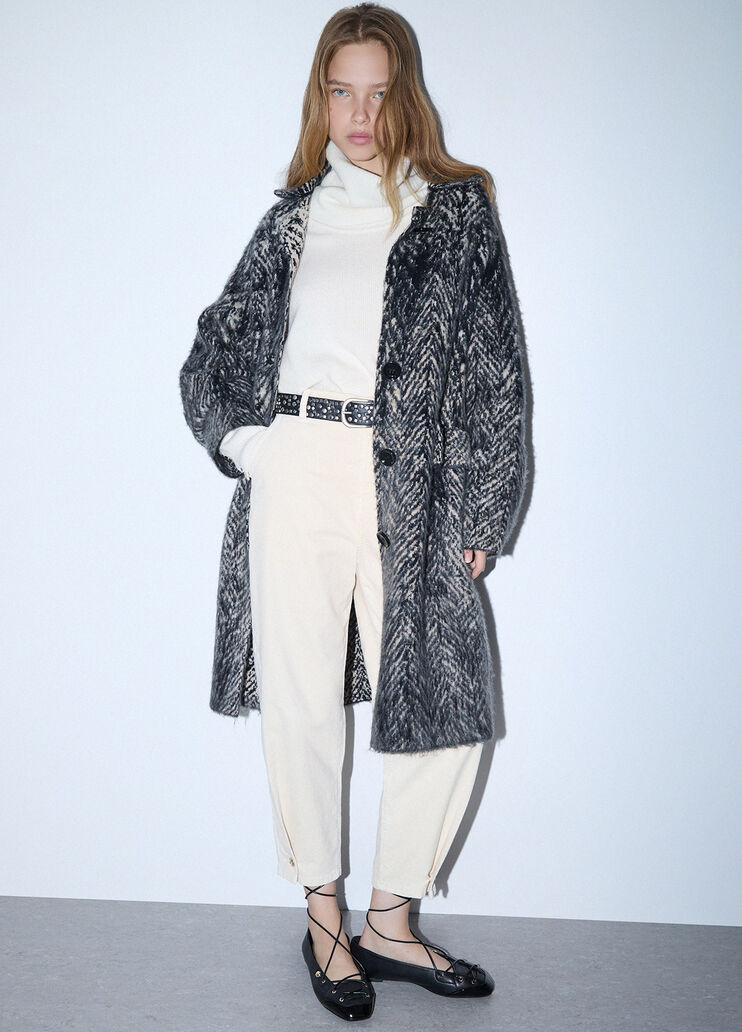 Cappotto jacquard in maglia spazzolata grigio spinato Liu Jo - medium