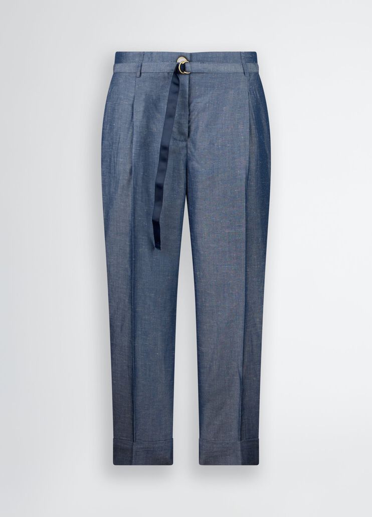 Linen-blend trousers chambray blue Liu Jo - large image number 6 Linen-blend trousers chambray blue Liu Jo - large image number 6