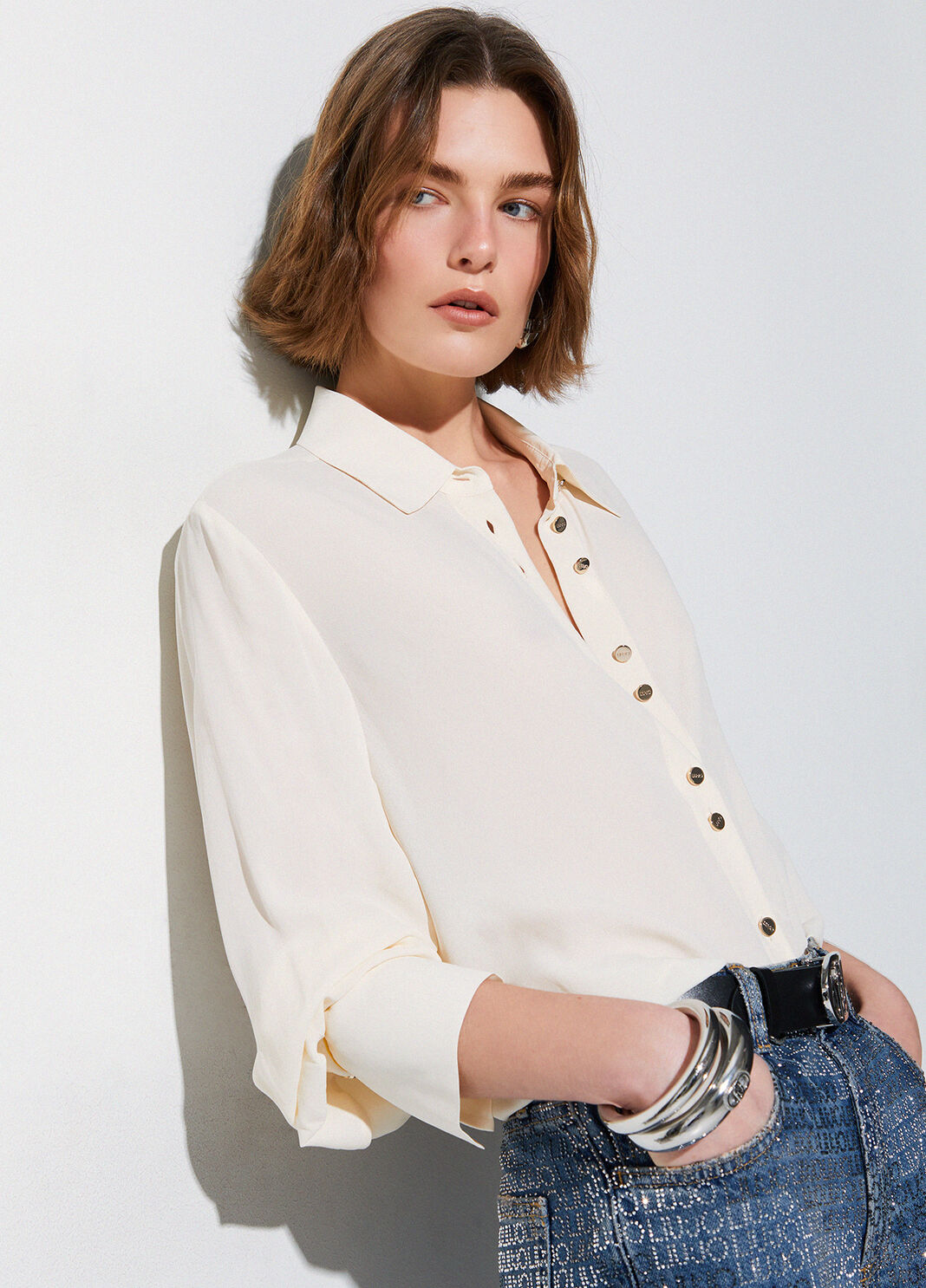 Camicia con bottoni logati bianco Liu Jo - large image number 2