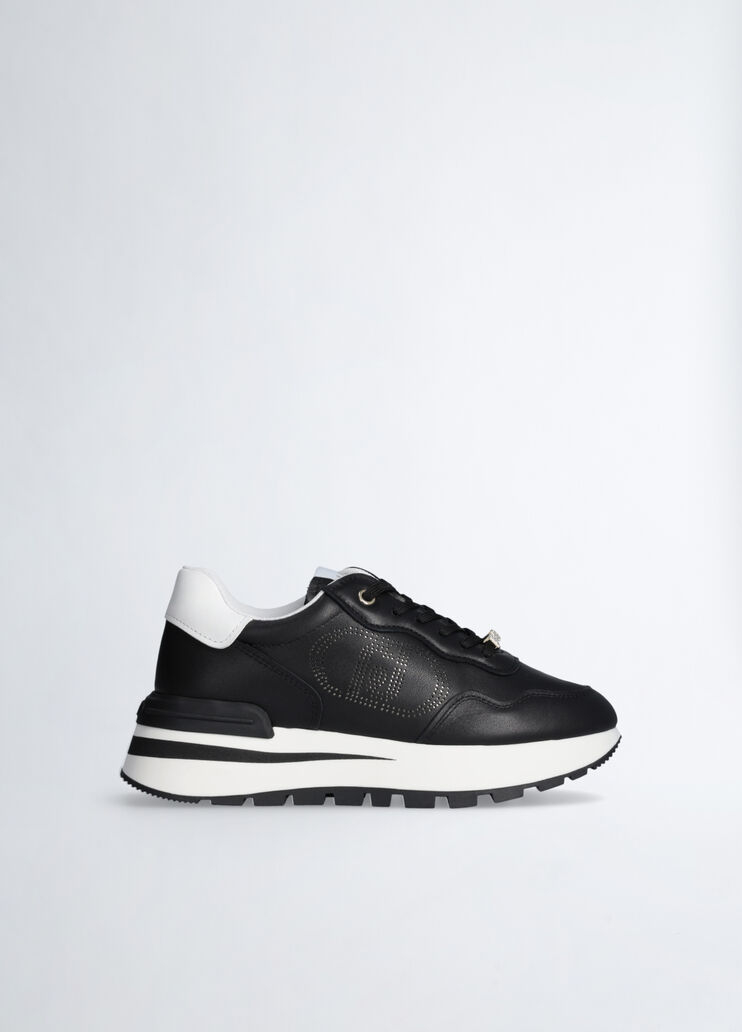 Leather sneakers with openwork logo black Liu Jo - medium Leather sneakers with openwork logo black Liu Jo - medium
