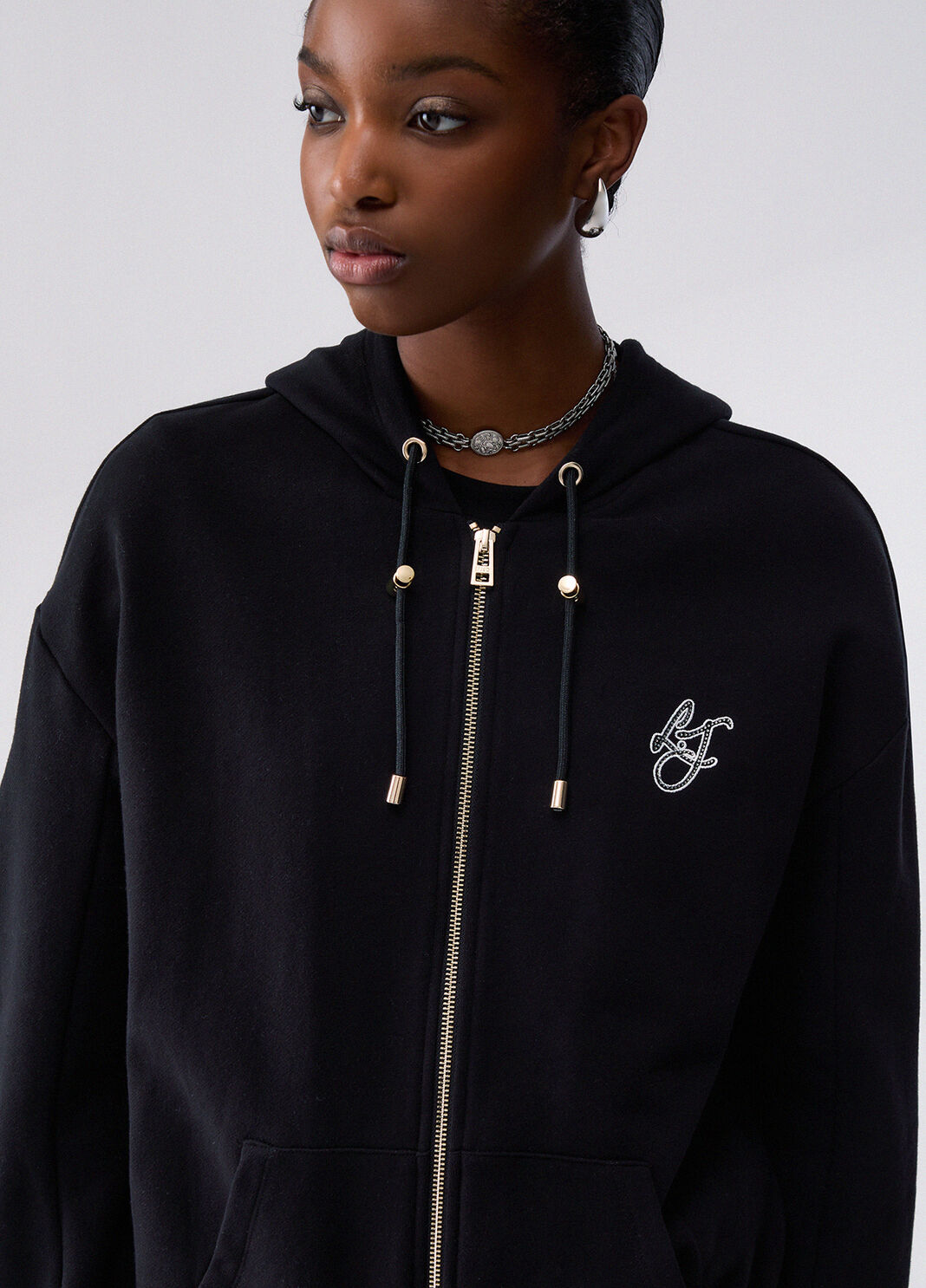 Hoodie with Zip and Hood black Liu Jo - large image number 4
