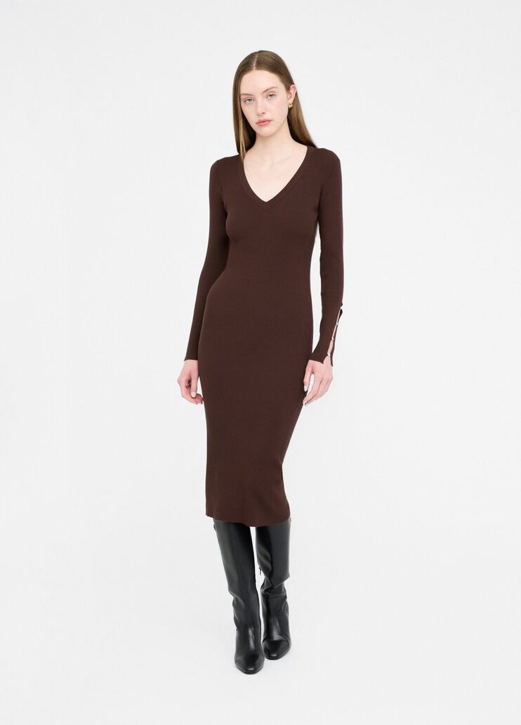 Knit dress with gemstones chocolate Liu Jo - large image number 0 Knit dress with gemstones chocolate Liu Jo - large image number 0