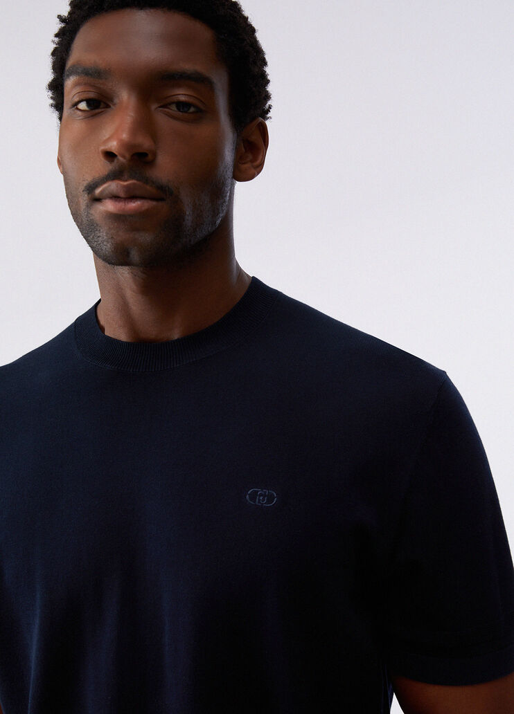 Cotton crepe T-shirt dark blue Liu Jo - medium