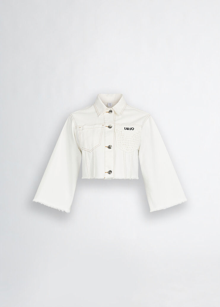 Cropped denim jacket white wool Liu Jo - large image number 6 Cropped denim jacket white wool Liu Jo - large image number 6