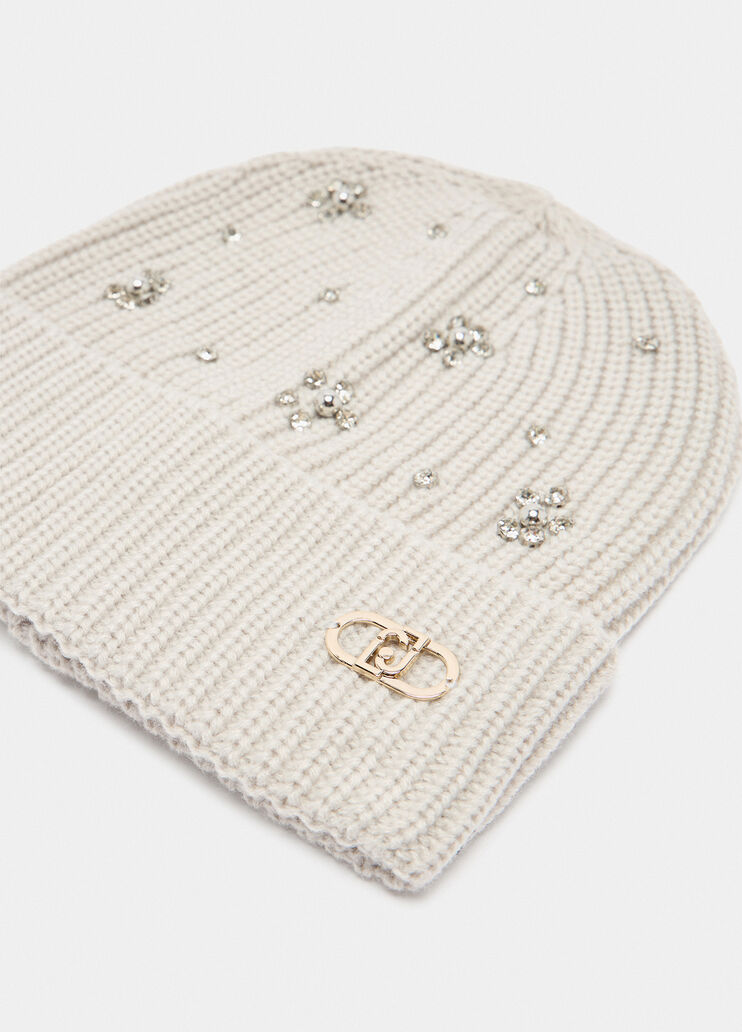 Berretto con strass e perle grigio ghiaccio Liu Jo - large image number 3