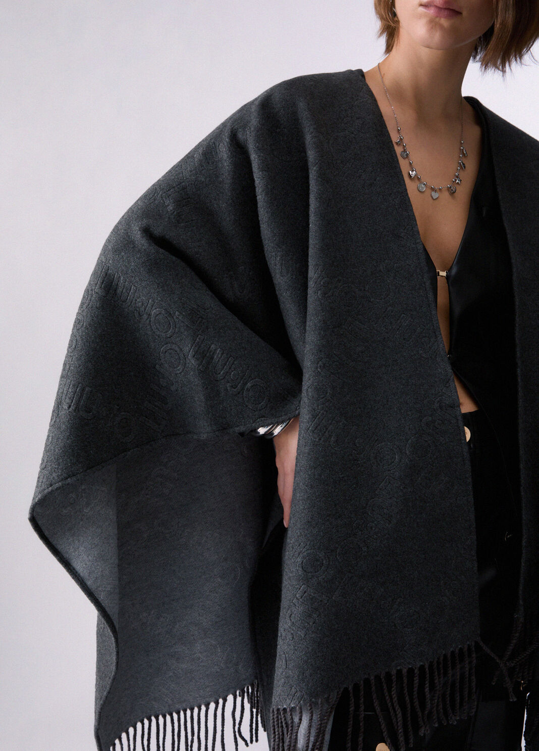 Poncho with embossed logo anthracite Liu Jo - large image number 4