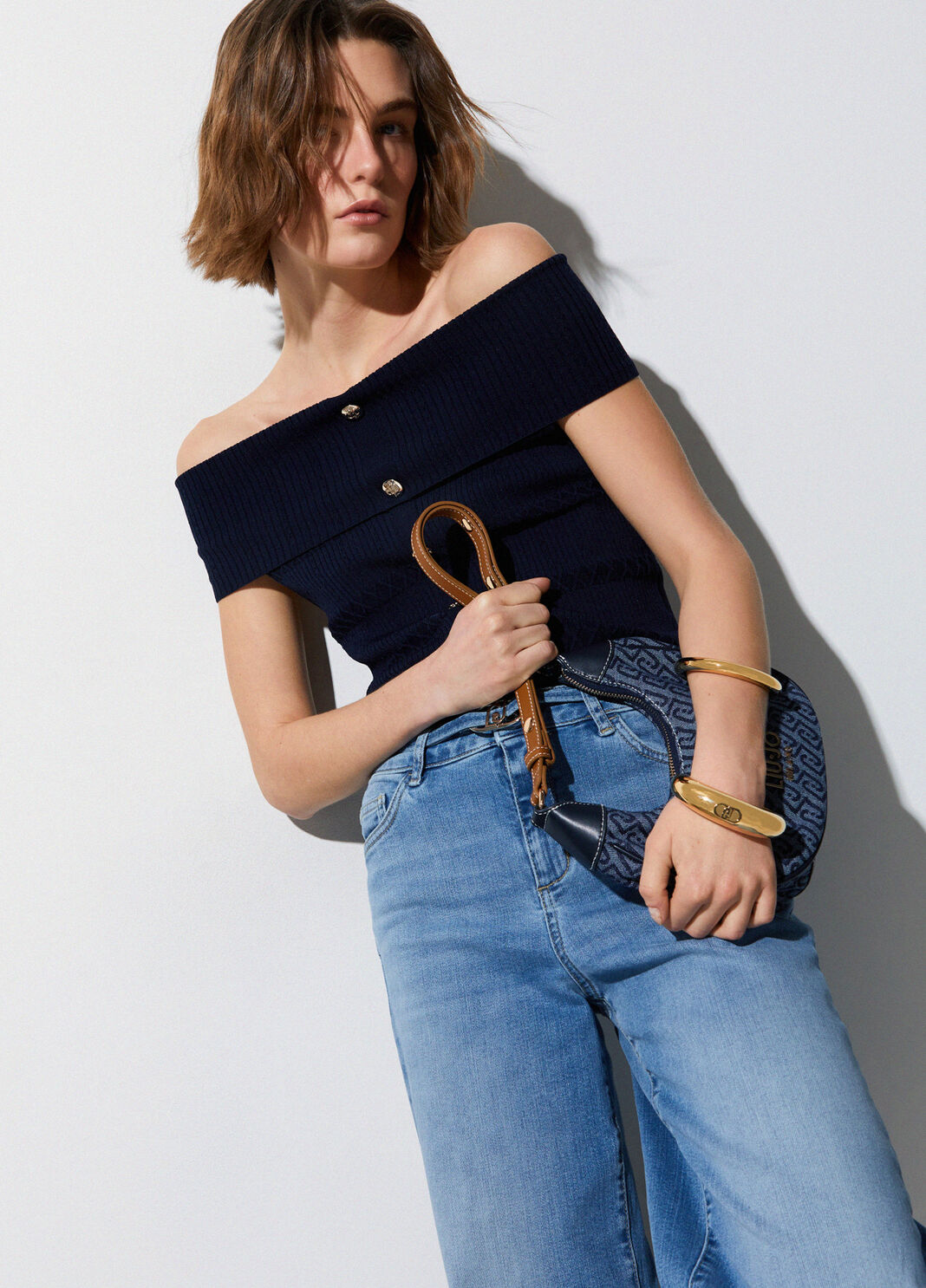 Top bardot in maglia blu scuro Liu Jo - large image number 2