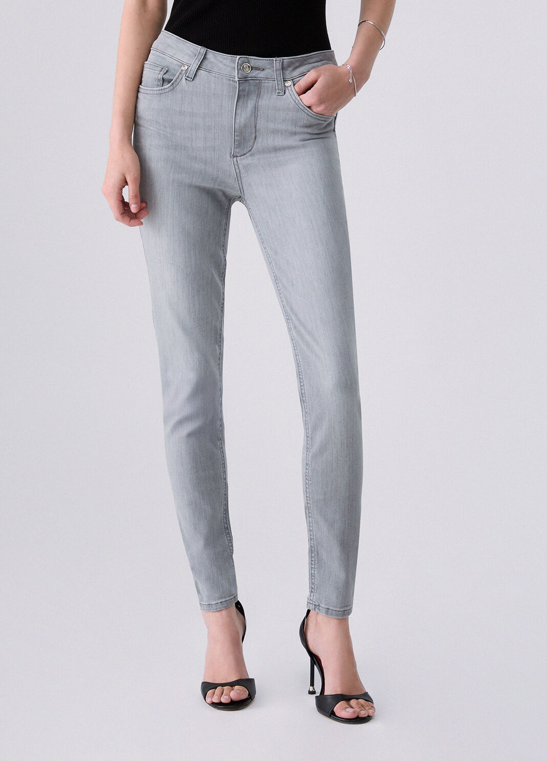 Jean skinny taille haute denim gris Liu Jo - large image number 0