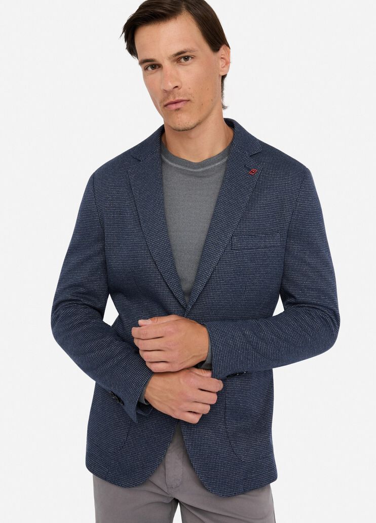 Blazer mit Hahnentrittmuster aus Baumwolle Dunkelblau Liu Jo - large image number 2 Blazer mit Hahnentrittmuster aus Baumwolle Dunkelblau Liu Jo - large image number 2