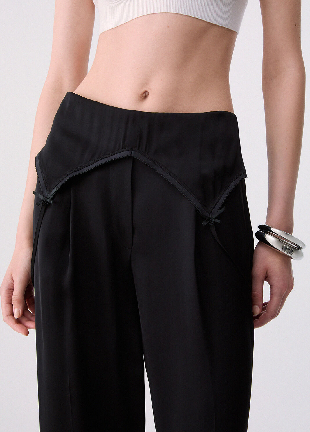 Trousers with detail lingerie black Liu Jo - large image number 4